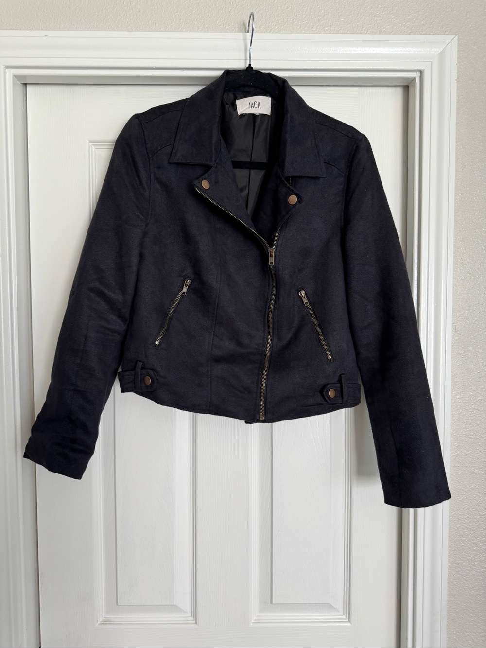 Jack by BB Dakota Navy Suede Moto Jacket